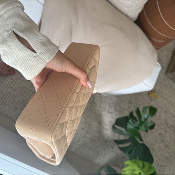 Chanel Small Classic Double Flap Beige Clair Lambskin Silver Hardware - Picture 4 of 10